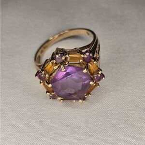 10K Gold Citrine & Amethyst Ring